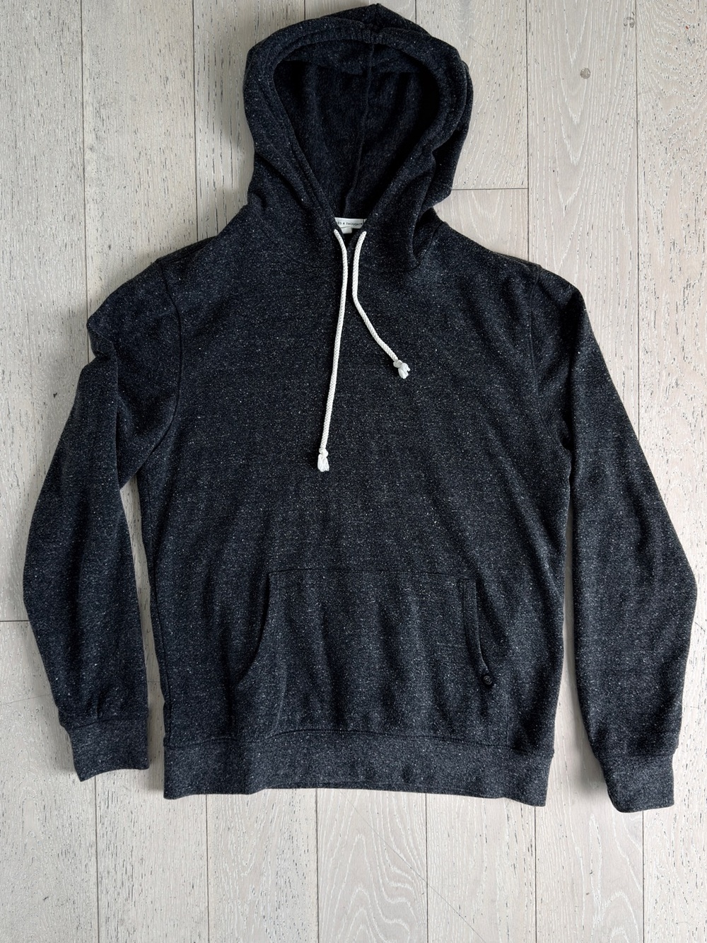 Threads 4 Thought Men's Charcoal Hooded Sweatshirt with White Drawstring